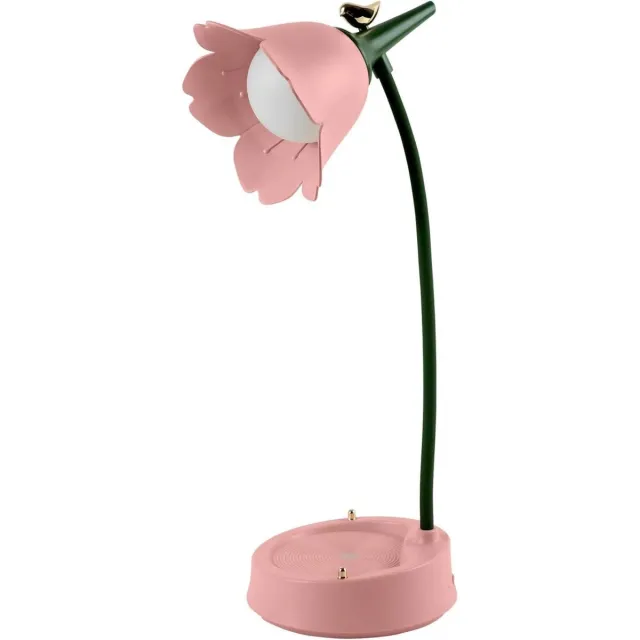GelldG LED-bureaulamp - Desktoplamp - Dimbaar - 3 kleurtemperaturen - Oplaadbaar - Met aanraaksensor en flexibele lamparm - USB-nachtlampje - Geschikt om te lezen en te studeren - Roze