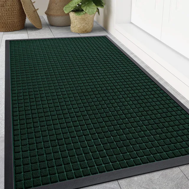 OLANLY Deurmat - Buitenmat - Schoonloopmat - Antislip Rubbermat - 120x180cm - Zwartgroen