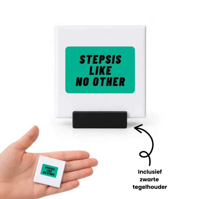 Hacebo stepsis like no other tegeltje met tegelhouder - Zus - geweldige zus - tegeltjes met tekst - niemand anders - verjaardag - cadeau - kado - bedankje - geschenk - spreuktegels - 4.8x4.8 CM Wit