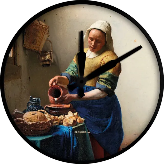 Cloudnola Wandklok Vermeer Melkmeisje metaal 45 cm zwart