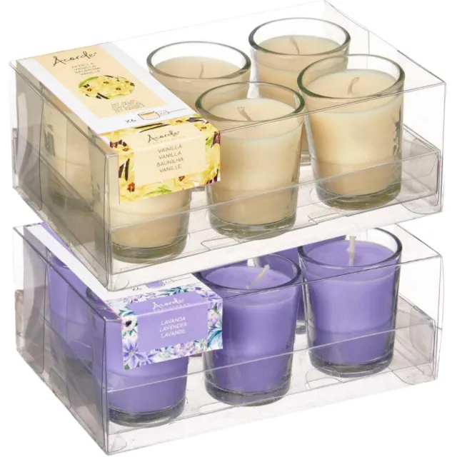 Arte r Arte regal geurkaarsen set - 6x lavendel - 6x vanille - in glas - 8 branduren Lichtgeel