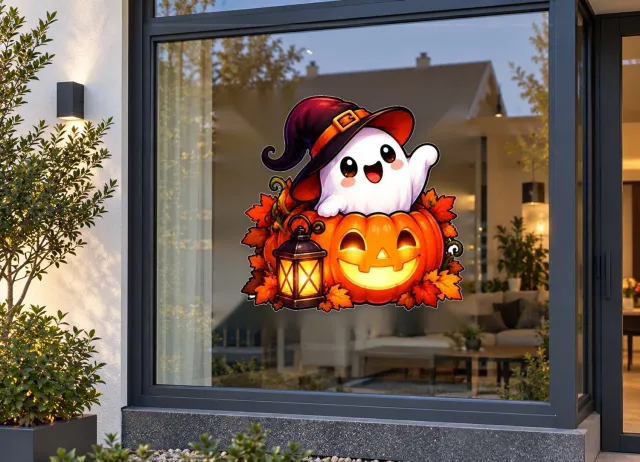 De Stickerman Halloween Raamsticker 100cm Breed Herbruikbaar Weerbestendig (KV17) multi