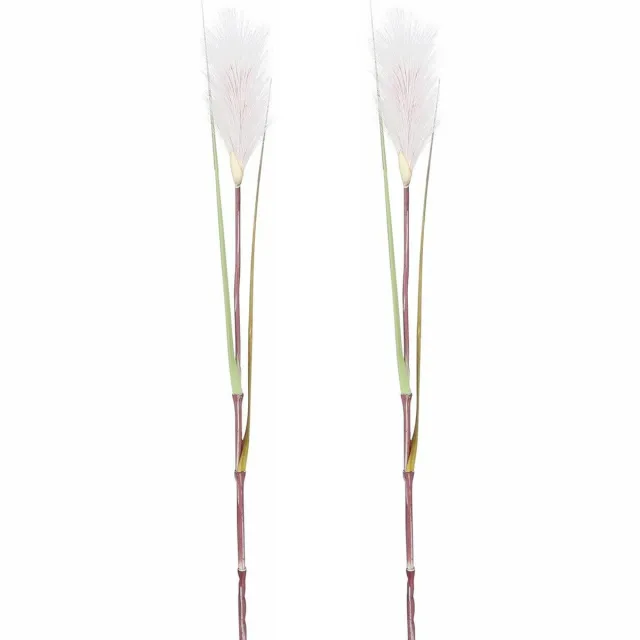Mica Decorations 2x - Rietgras/pluimgras kunstplant losse steel - takken - roze/witte pluim - 72 cm Groen