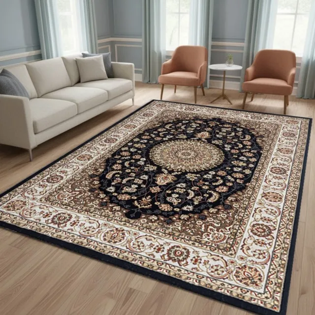 TapisTrend Oosters tapijt Blauw 200x290 cm Klassiek met bloemenmedaillon voor de woonkamer, slaapkamer en eetkamer