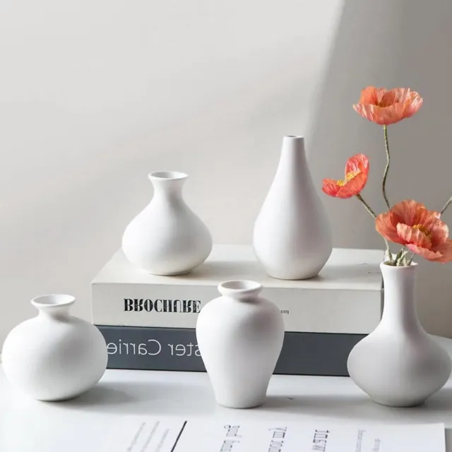 By Shayne ByShane - Keramische vaas set van 5 witte vazen voor decoratie met pampasgras - modern design voor woonkamer en eettafel. Any