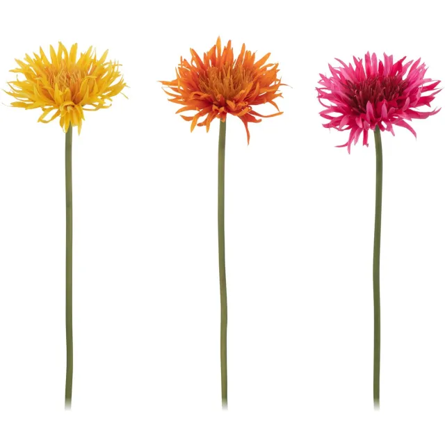 J-Line bloem Gerbera Madeliefje - kunststof - mix - 3 stuks Multi