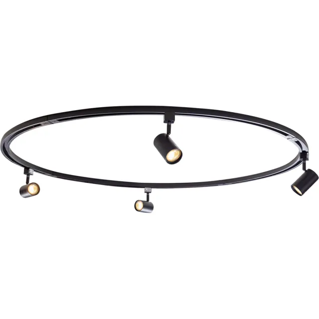 QAZQA iconic jeana - Moderne Spot railsysteem verlichting, railverlichting geschikt voor led - 4 lichts - Ø 120 cm - Zwart - Woonkamer | Slaapkamer | Keuken Zwart Rond