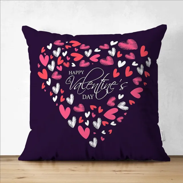 De Groen Home Velvet Kussensloop - kussenhoes - Sierkussenhoes - hoes voor sierkussens - Happy Valentine's day - 45x45 cm - Fluweel - valentijn cadeautje voor haar paars - roos