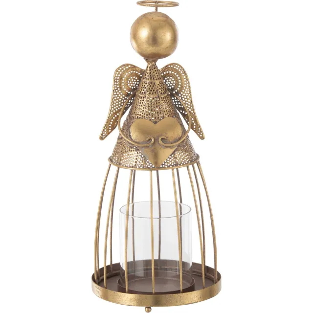 J-Line Kaarshouder Engel Hart Metaal/Glas Goud Small