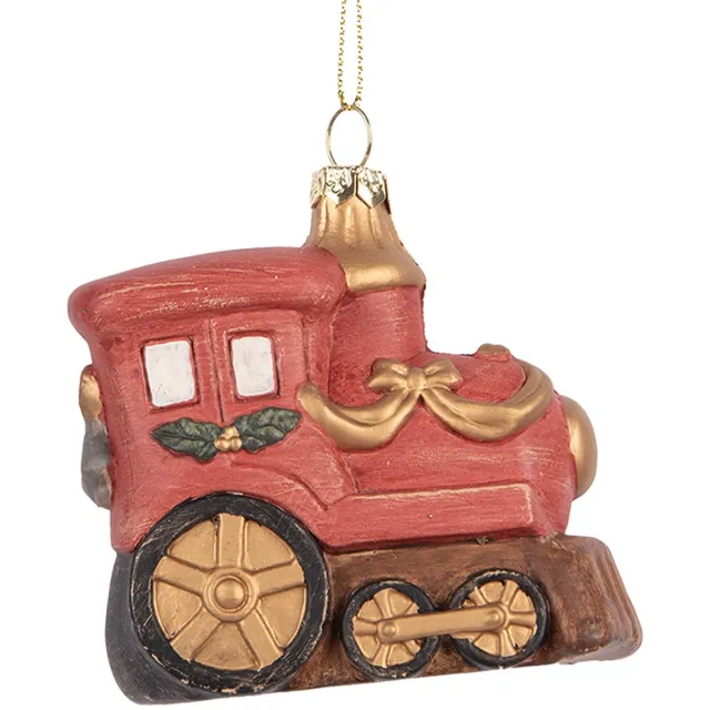 Clayre & Eef Kersthanger Trein 9x5x9 cm Rood Kunststof