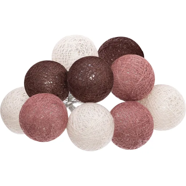 Atmosphera LED Lichtslinger - Batterijen niet inbegrepen - 10 ballen - Ø6cm - Roze/Nude/Bordeaux
