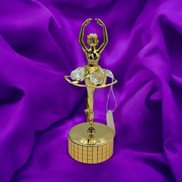crystocraft Ballerina music box 24-karaats verguld goud en versierd met Bohemia-kristallen
