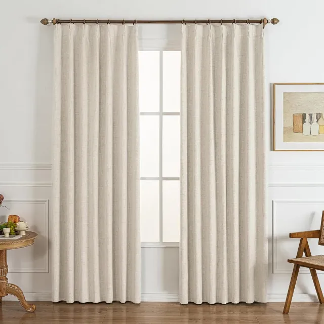 Gleantdeco Cream Beige Gordijnen met Rimpelband voor Blackout crème/beige