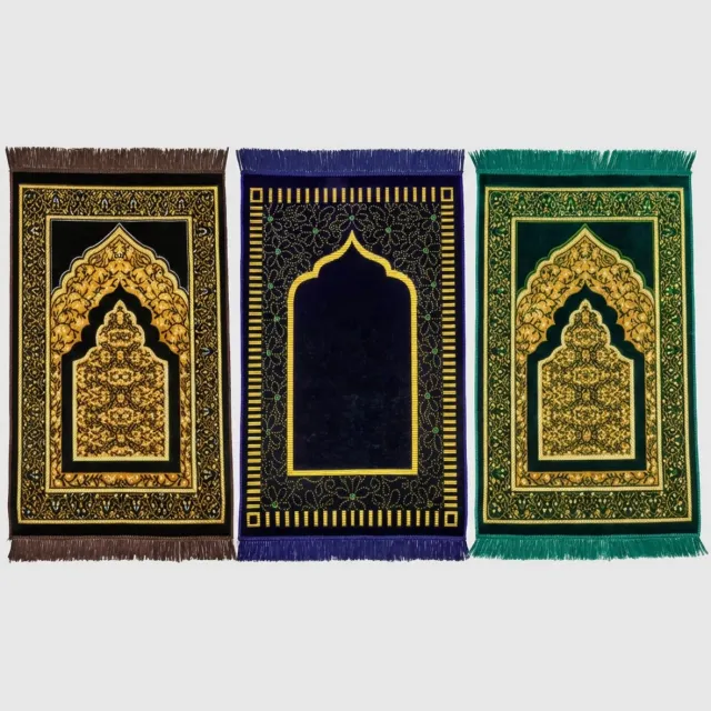 Firaset Islamic Prayer Rug –Seccade - Set van 3 Gebedskleden – Dun en Zacht Turks Janamaz – Inclusief 3 Gebedskralen