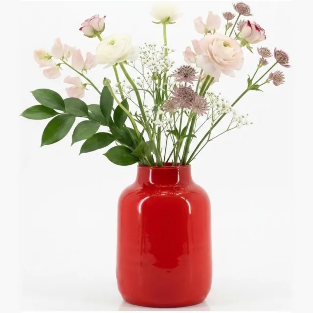 Floran Design bloemenvaas Santiago - rood - glanzend glas - 15 x 20 cm - glazen vazen