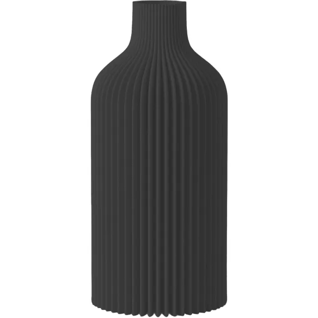 Layvo EVREN Vaas - Zwart - D12 x H25 cm - droogbloemen vaas - organische vaas - gerecycled plastic