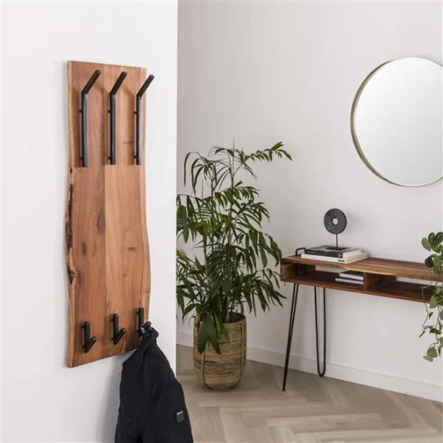 Meubelplaats Kapstok Timber 2x3 haken hoog massief acacia naturel