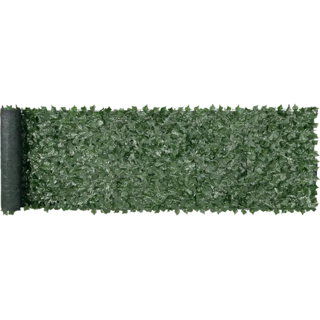 Vevor Privacyhek 990x4010mm Kunstgroen Privacy Klimopschutting met Gaasachterwand En Versterkte Verbinding, Kunsthagen met Wijnbladeren Als Decoratie voor Tuin, Balkon