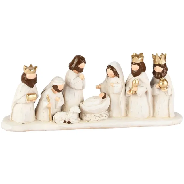 dekoratief Ensemble kerststalfiguren, wit, resina, 27x6x11cm | A255040