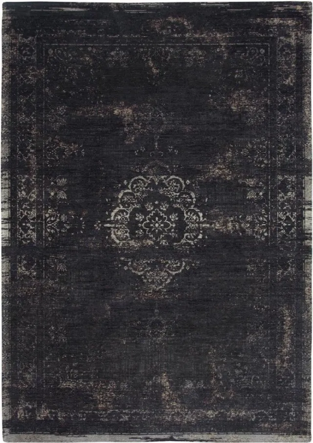 Louis de Poortere Fading World Vloerkleed - Zwart - Rechthoekig, Loper - PET - Eetkamer, Woonkamer, Keuken - Medaillon - Vintage, Industrieel, Klassiek