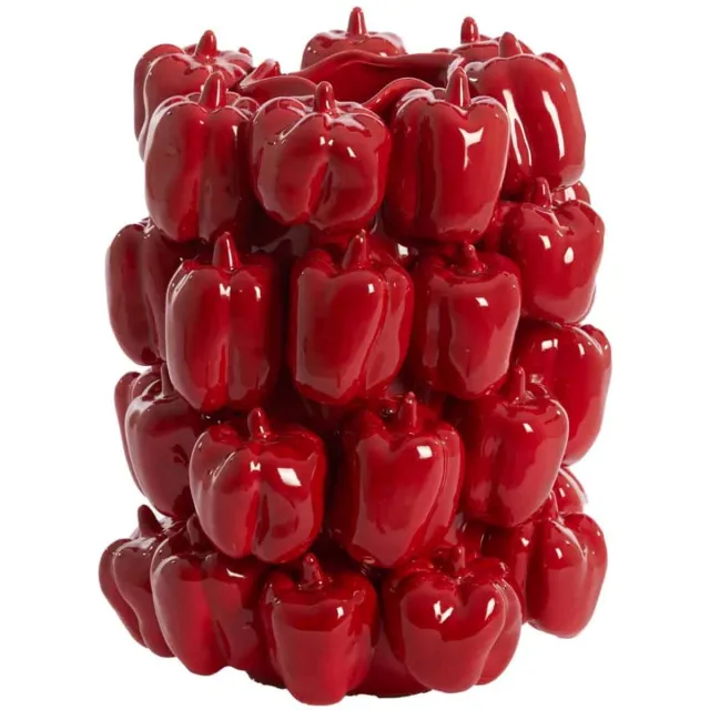 Light & Living Vaas Bellpepper - Rood - 23,5x23x32,5cm - Keramiek - Modern - Bloemenvaas - Woondecoratie - Decoratieve vaas voor woonkamer of slaapkamer