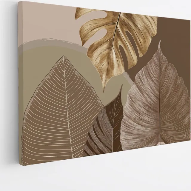 Saammp Canvas Schilderij - Goud blad - Beige - Landschap - Natuur - 150x100 - Foto op canvas - Wanddecoratie - Muurdecoratie Woonkamer - Slaapkamer decoratie - Canvas Print Multicolor