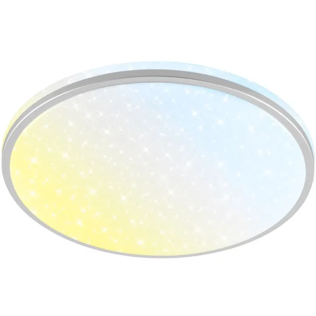 B.K.Licht BRILONER Stela – LED Plafondlamp – badkamerlamp – dimbaar met afstandsbediening – CCT – sterrenhemel effect – chroom mat – Ø33cm Wit
