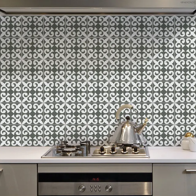 Ambiance Sticker Muurstickers - Zelfklevende tegelmuurstickers voor keuken en badkamer - 9 LOÉVA Azulejo tegelstickers - 9 stickers 15x15cm Multi color