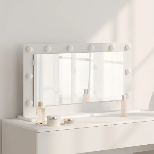 vidaXL Schmink Spiegel Wit 80 x 45 x 18 cm Glas en Hout met Kunststof