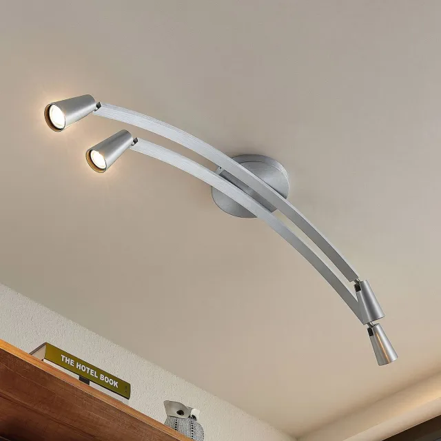 Lucande plafondlamp design - 4lichts - Aluminium, kunststof - H: 25 cm - GU10 - geborsteld aluminium