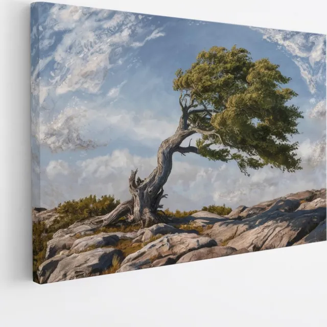 Saammp Canvas Schilderij - Vintage boom - Abstract - Landschap - Natuur - 50x40 - Foto op canvas - Wanddecoratie - Muurdecoratie Woonkamer - Slaapkamer decoratie - Canvas Print Multicolor