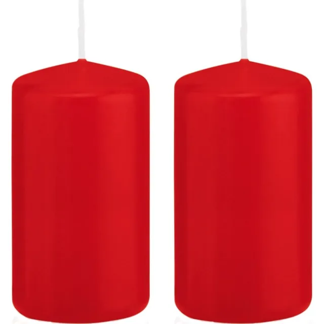 Trend Candles Cilinderkaars/stompkaars - 2x - rood - 6 x 12 cm - 40 branduren - met brandvertragende folie Kersenrood