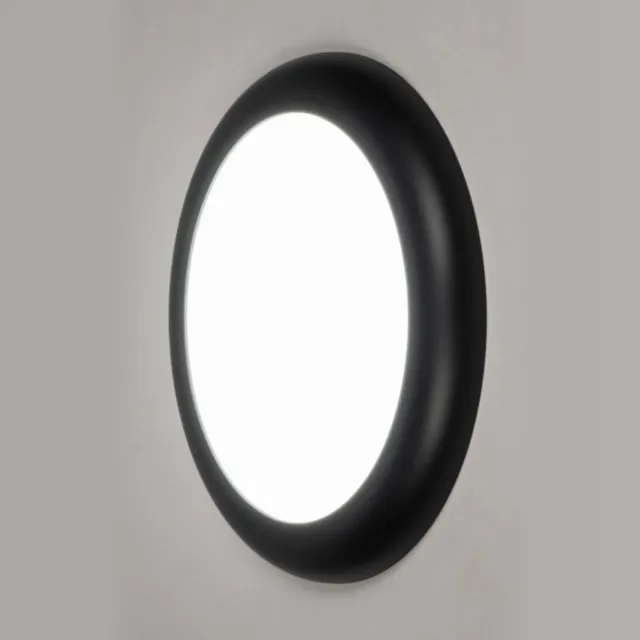 Lumidora Plafondlamp 73938 - Plafonniere - LUS - Ingebouwd LED - 18.0 Watt - 1400 Lumen - 6500 Kelvin - Zwart - Kunststof - Badkamerlamp - IP54 - ⌀ 23 cm