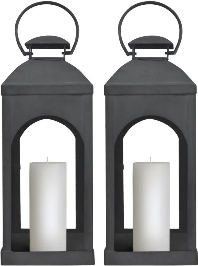 KS Verlichting Set van 2 Capri Windlicht Antraciet Small