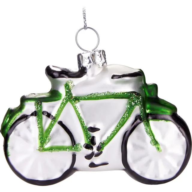Brubaker Fiets Groen - Handgeschilderde Glazen Kerstbal - Handgeblazen Kerstversiering - Grappige Kersthanger - Kerstboom Decoratie - 7 cm