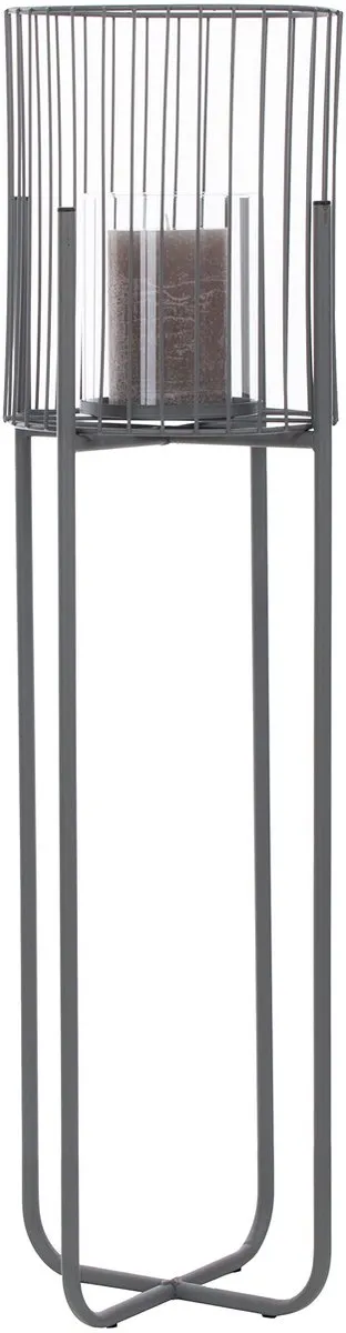 Unyqoos Stijlvolle metalen windlicht met glazen houder voor sfeervol licht, grijs, 63*22 cm