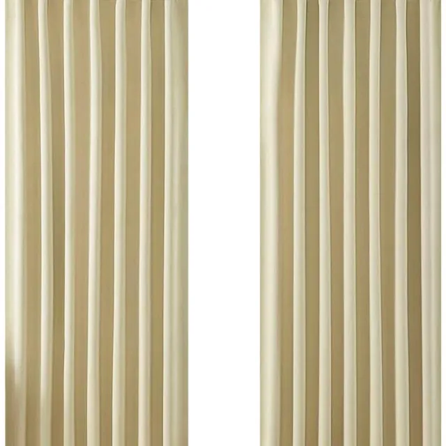 Unyqoos Set van 2 beige verduisteringsgordijnen met verborgen lussen en stangdoorvoer