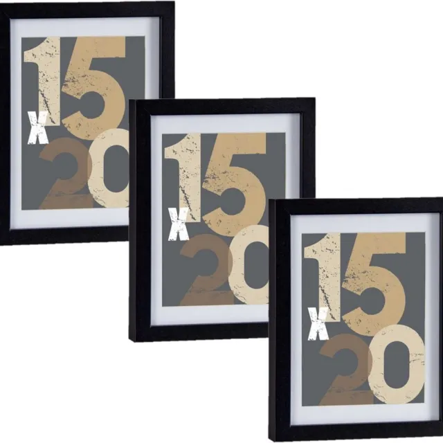 Arte r 3x stuks houten fotolijst - zwart - 18 x 24 cm - fotolijstje - met passe-partout - decoratie