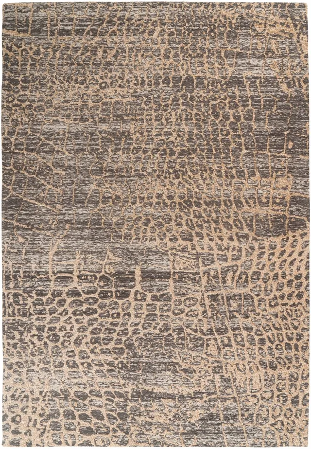 Padiro design laagpolig vloerkleed 80 x 150 cm - donkerbeige - modern abstract ontwerp - voor vloerverwarming - van polyester en katoen
