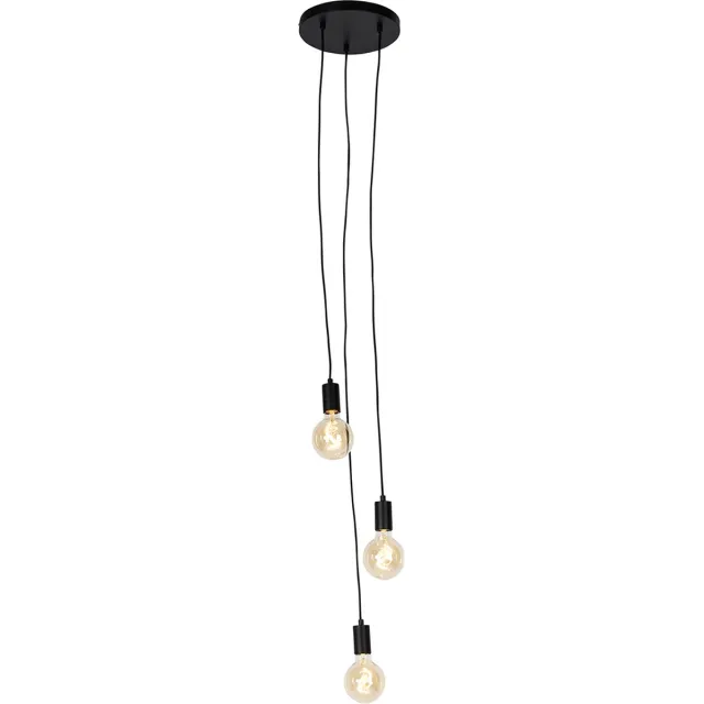 QAZQA Facil 3 Hanglamp - 3 lichts - 250 mm - zwart