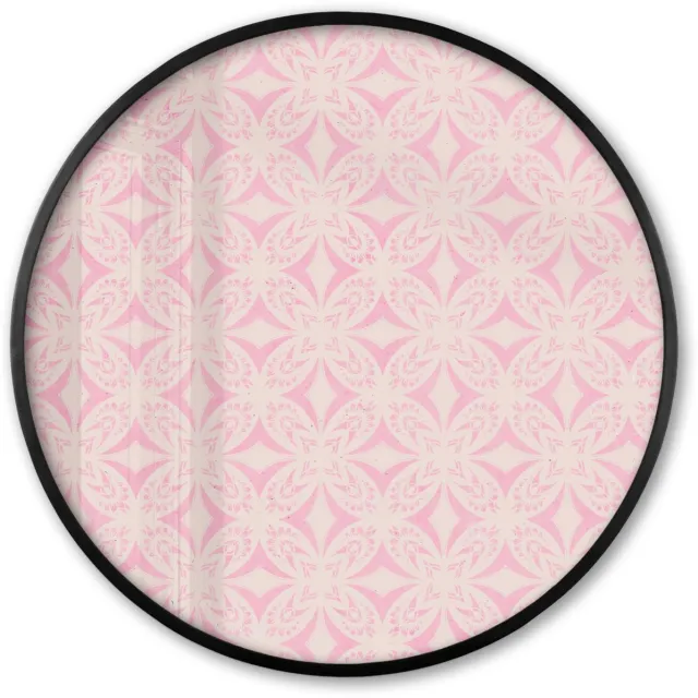 FrameYourWall Poster in lijst Rond - Fotolijst 60x60 cm - Posters - Patroon - Vormen - Beige - Roze - Ronde posterlijst zwart - Decoratie - Wanddecoratie woonkamer - Muurdecoratie slaapkamer Multicolor