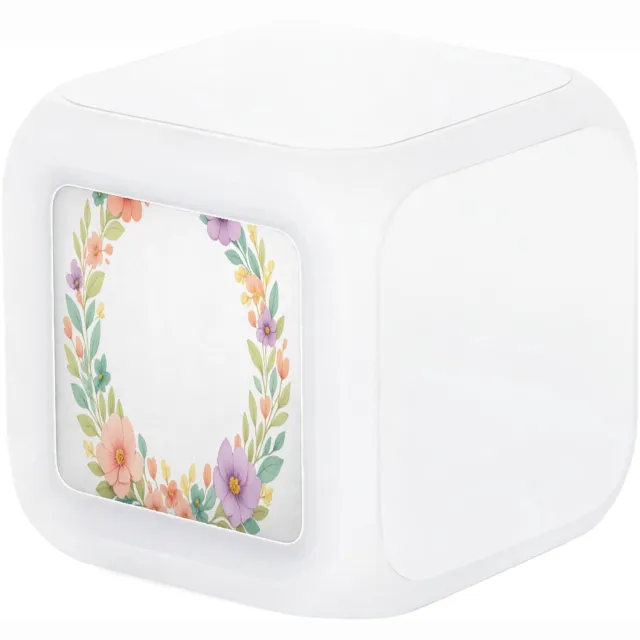 Mr Cadeautjes Digitale wekker - design Ronde seizoenskrans met buitenste ring van bladeren en binne | cadeau Wit