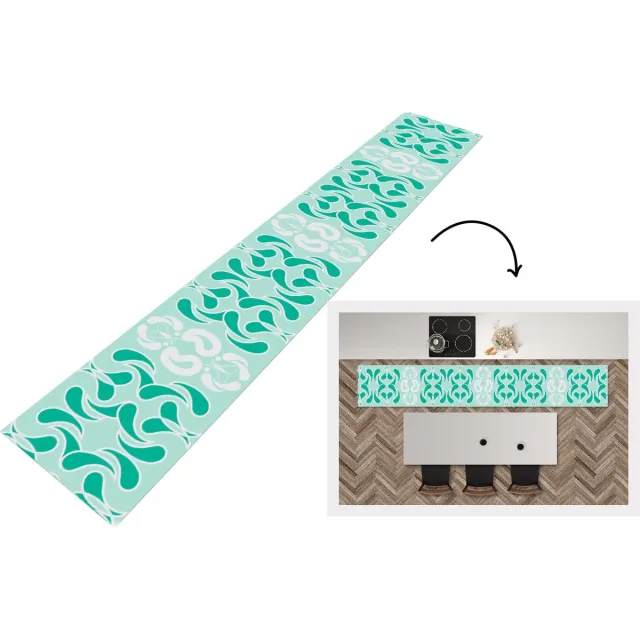 KitchenYeah Keukenloper - Keukenmat - Winter - Turquoise - Design - Keuken vloerkleed Multicolor