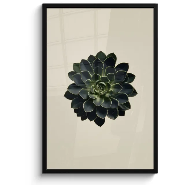 FrameYourWall Poster in lijst - Fotolijst 60x90 cm - Posters - Rozet - Cirkelvormig - Donkergroen - Posterlijst zwart - Decoratie - Wanddecoratie woonkamer - Muurdecoratie slaapkamer