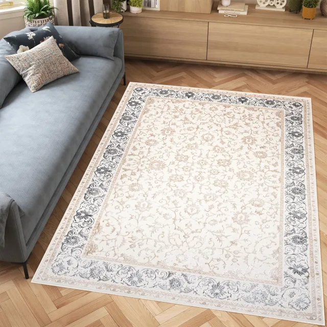 Tapiso Hera Vloerkleed Beige Woonkamer Klassiek Tapijt Beige Grijs 1