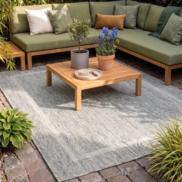 flycarpets Capri Buitentapijt - Buitenkleed - Vloerkleed Voor Binnen & Buiten - Weer en UV bestendig - Perfect voor Balkon, Terras en Serre - Grijs - 120x170 cm