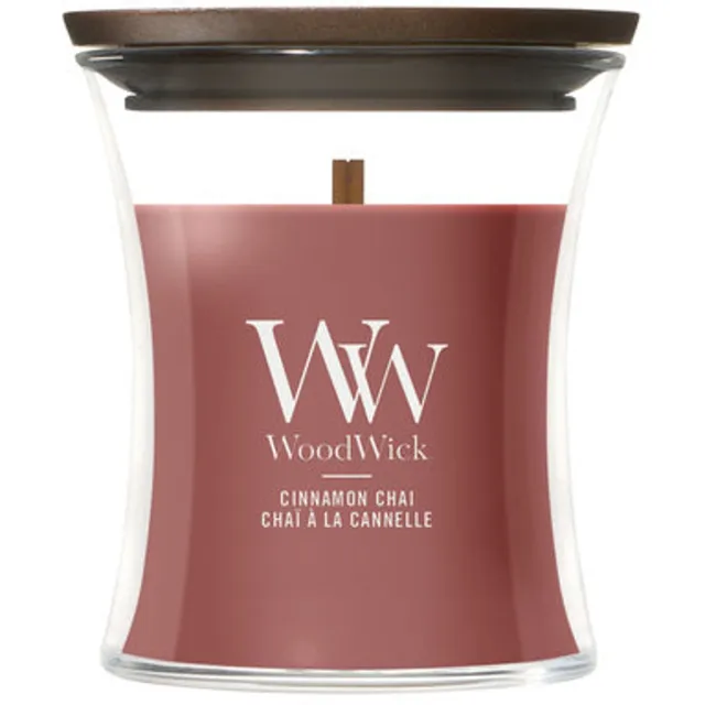 Woodwick Geurkaars Mini Candle - Cinnamon Chai - 20 branduren - 85gr - 8 cm / ø 7 cm Rood
