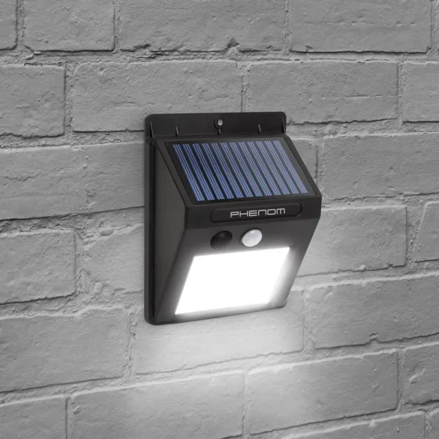 Delight Solar wandlamp met bewegingssensor - extra heldere COB LED - 120 lumen - 3W - IP65 waterdicht - 120° detectie - zwart - draadloos - 8 uur werking [55288B] Meerkleurig
