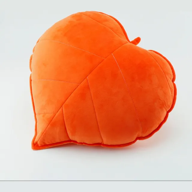 SNQ 1 Decoratief kussen in bladvorm - 45 × 45 cm - Enkelzijdig kussen - 3D decoratief kussen met plantenbladmotief - Geschikt voor slaapkamer, bank, auto of stoel - Oranje