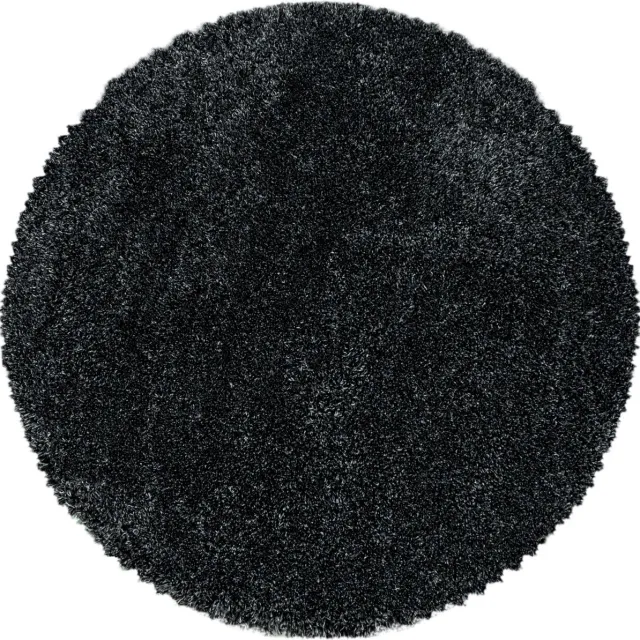 Adana Carpets Fluffy Vloerkleed – Antraciet – Hoogpolig & Extra Zacht – 160 cm rond
